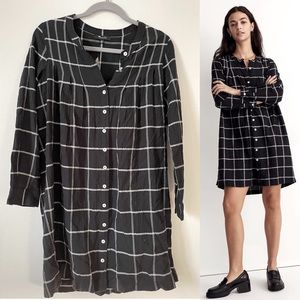 NWT Madewell Collarless Shirtdress in Windowpane, XS